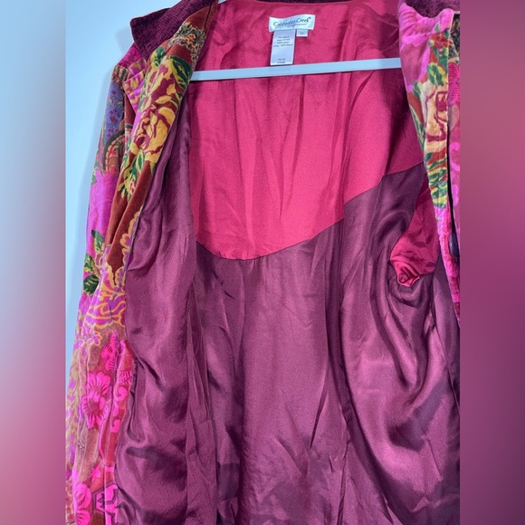 Coldwater Creek Pink Red Floral Paisley Velvet Blazer Jacket Size 1X - Picture 6 of 7